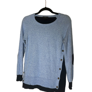 J. Crew Light Blue Front/Navy Back with Side Buttons Size Small Wool/Rabbit Hair
